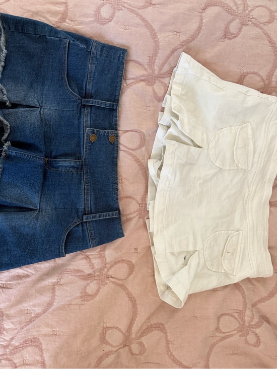 BDG Dresses & Skirts - Denim Blue & White Ruffle Skort Duo